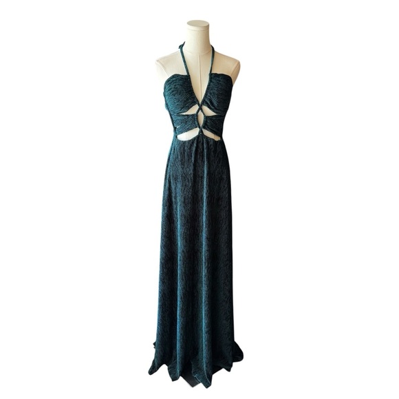 PATBO - NWT Textured Velvet Lace-Up Cut Out Maxi Dress Sz 4 - Picture 6 of 13